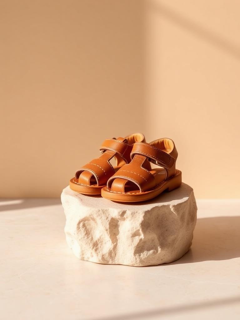 Theo tan leather sandals on stone